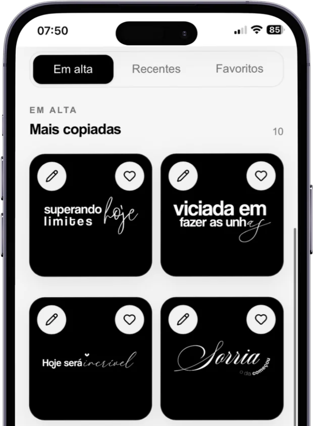 Tela Em alta, mais copiadas